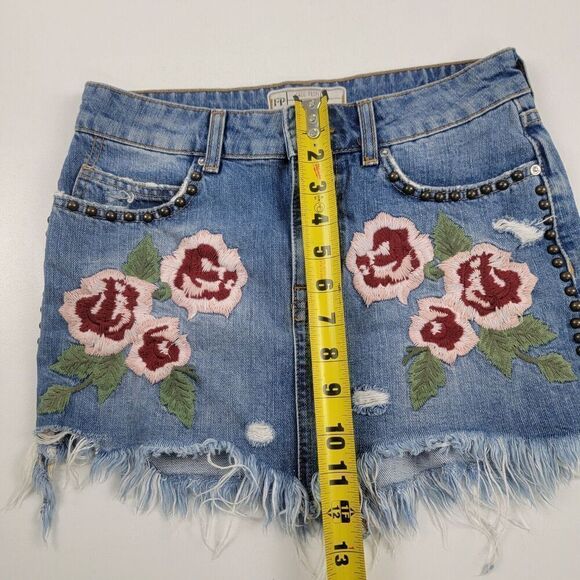 Free People Blue Floral Embroidered Mini Skirt - Picture 11 of 11